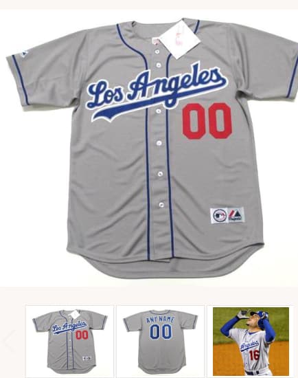 Customized  LOS ANGELES DODGERS 2002 Majestic Throwback Away Jersey