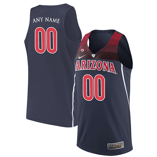 Customized Arizona Wildcats Men's Jersey Authentic Navy Blue Stitched NCAA College Basketball