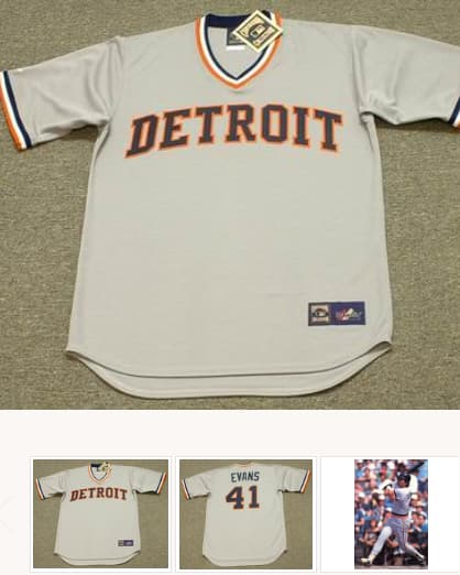 DARRELL EVANS Detroit Tigers 1984 Majestic Cooperstown Throwback Away Baseball Jersey