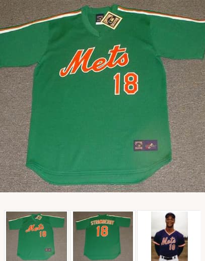 DARRYL STRAWBERRY New York Mets 1985 Majestic  St. Patrick's Day  Baseball Throwback Jersey