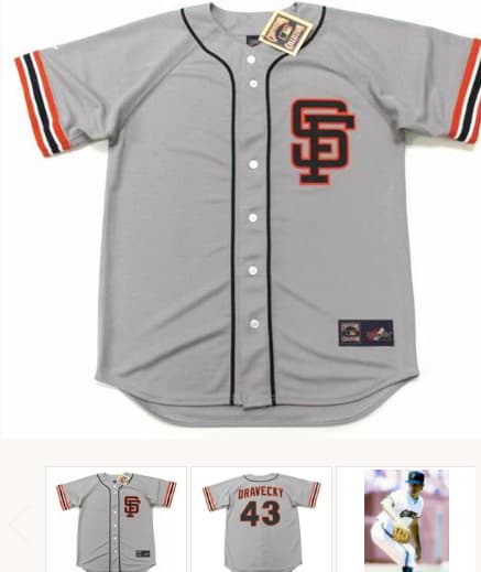 DAVE DRAVECKY San Francisco Giants 1987 Majestic Cooperstown Away Baseball Jersey