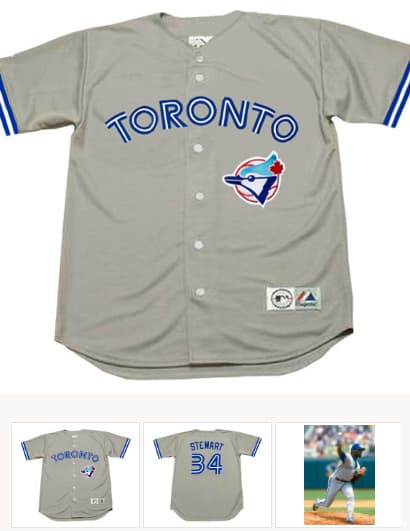 DAVE STEWART Toronto Blue Jays 1993 Away Majestic Throwback Baseball Jersey
