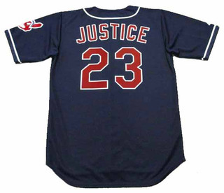 DAVID JUSTICE Cleveland Indians 1997 Majestic Throwback Alternate Baseball Jersey