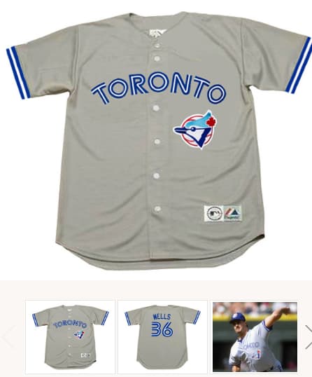 DAVID WELLS Toronto Blue Jays 1992 Away Majestic Throwback Baseball Jersey