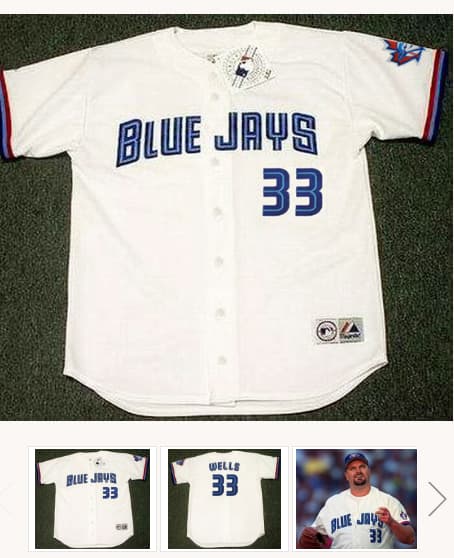 DAVID WELLS Toronto Blue Jays 2000 Majestic Throwback Home Baseball Jersey