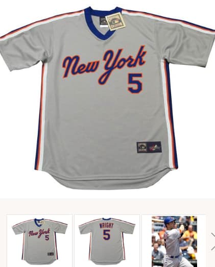DAVID WRIGHT New York Mets 1987 Majestic Cooperstown Away Baseball Jersey