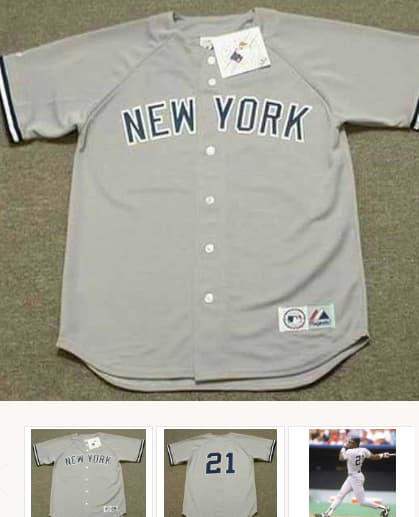 DEION SANDERS New York Yankees 1990 Away Majestic Throwback Baseball Jersey