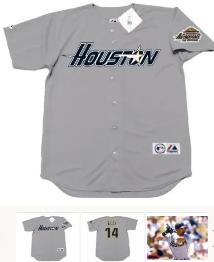 DEREK BELL Houston Astros 1995 Majestic Throwback Away Baseball Jersey