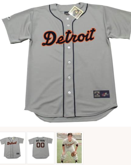 DETROIT TIGERS 1950's Majestic Throwback Away Jersey Customized