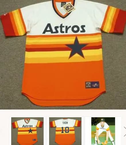 DICKIE THON Houston Astros 1980's Majestic Cooperstown Throwback Baseball Jersey