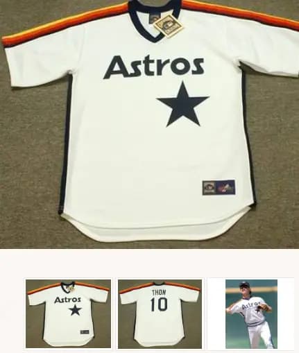 DICKIE THON Houston Astros 1986 Majestic Cooperstown Throwback Baseball Jersey