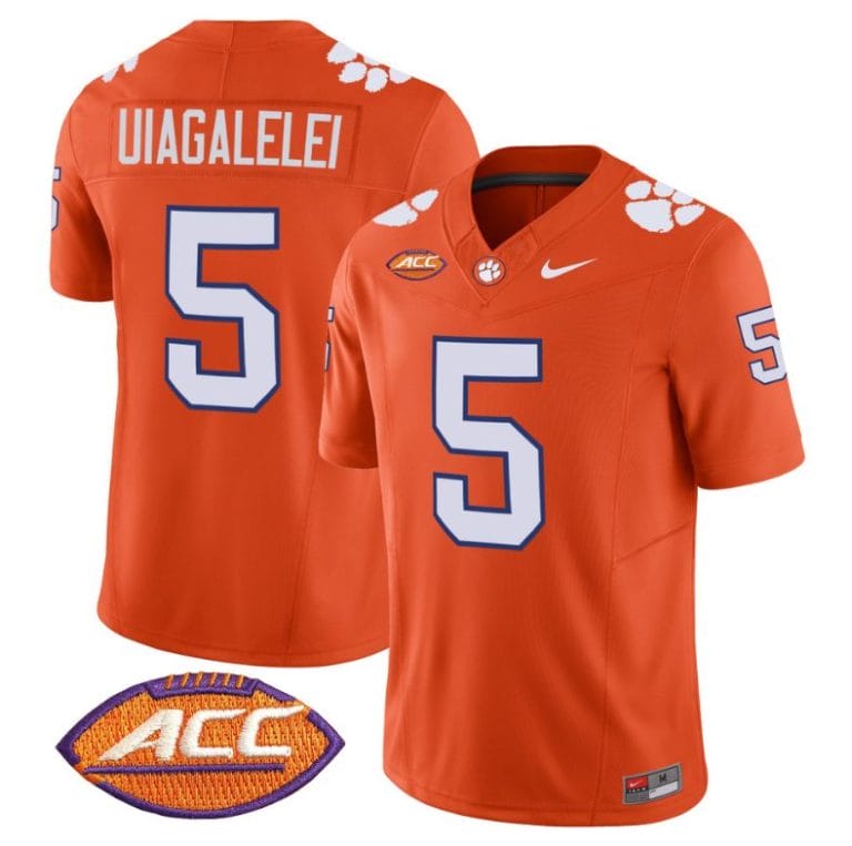 DJ Uiagalelei Jersey #5 Clemson Tigers Vapor Limited Acc Patch College Football Stitched Orange