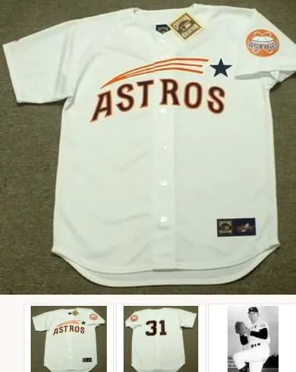 DON LARSEN Houston Astros 1965 Majestic Cooperstown Home Jersey