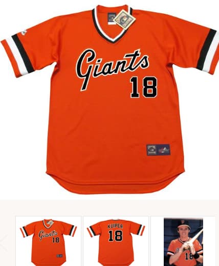 DUANE KUIPER San Francisco Giants 1982 Majestic Cooperstown Alternate Baseball Jersey