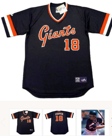 DUANE KUIPER San Francisco Giants 1982 Majestic Cooperstown Away Baseball Jersey
