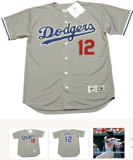DUSTY BAKER Los Angeles Dodgers 1981 Majestic Throwback Away Baseball Jersey