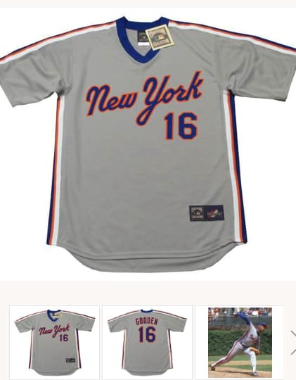 DWIGHT GOODEN New York Mets 1987 Majestic Cooperstown Away Baseball Jersey