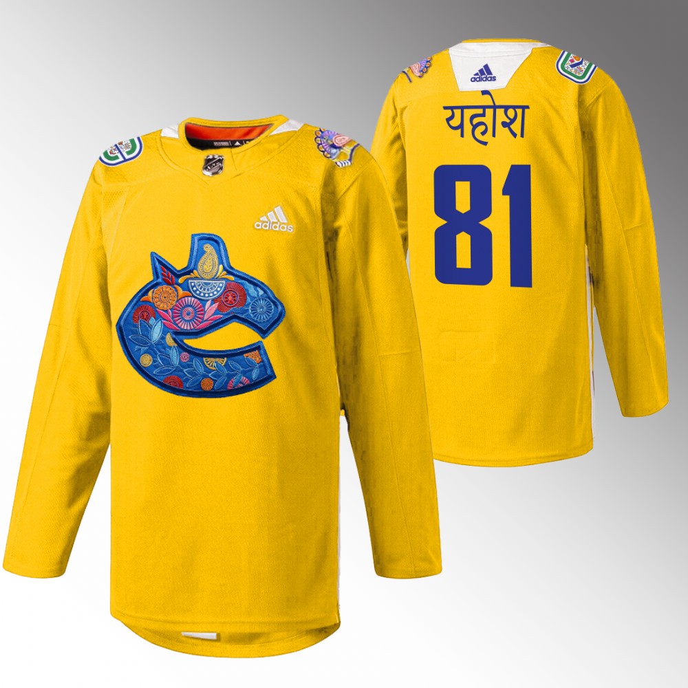 Dakota Joshua Canucks Diwali Night Jersey Yellow Warmup
