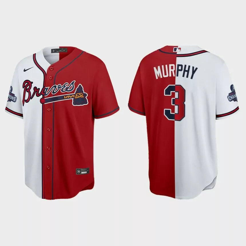 Dale Murphy Atlanta Braves 2021 World Series Champions Split Jersey – Red White