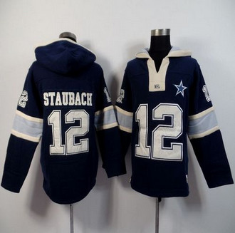Dallas Cowboys #12 Roger Staubach Navy Blue Player Winning Method Pullover NFL Hoodie