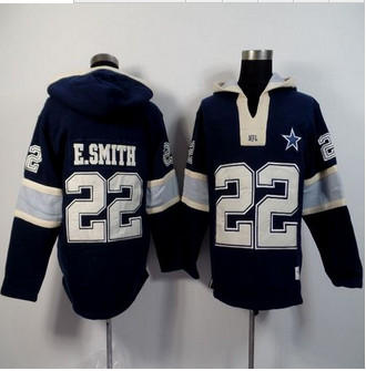 Dallas Cowboys #22 Emmitt Smith Navy Blue Player Winning Method Pullover NFL Hoodie