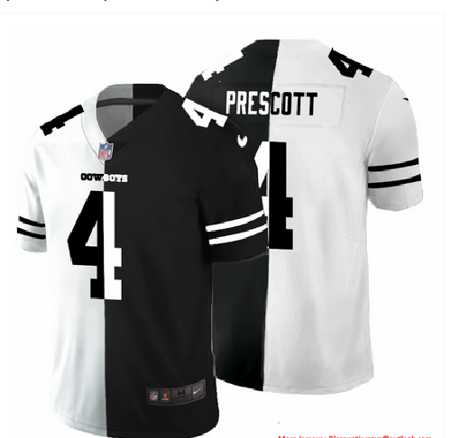 Dallas Cowboys #4 Dak Prescott Men's Black V White Peace Split Nike Vapor Untouchable Limited NFL Jersey