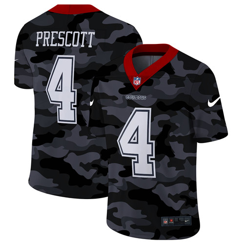 Dallas Cowboys #4 Dak Prescott Men's Nike 2020 Black CAMO Vapor Untouchable Limited Stitched NFL Jersey