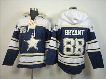Dallas Cowboys #88 Dez Bryant White-Blue Sawyer Hooded Sweatshirt Stitched Jersey