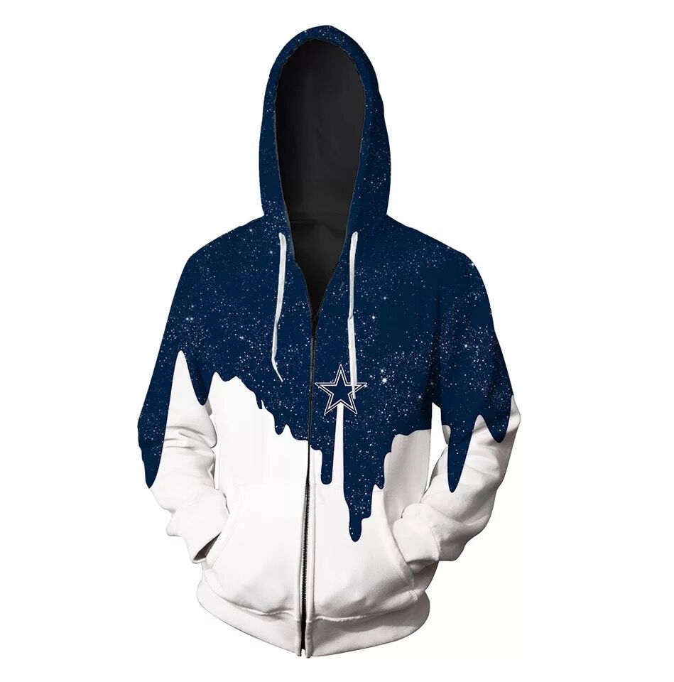 Dallas Cowboys Full Zip 3D Hoodie 1