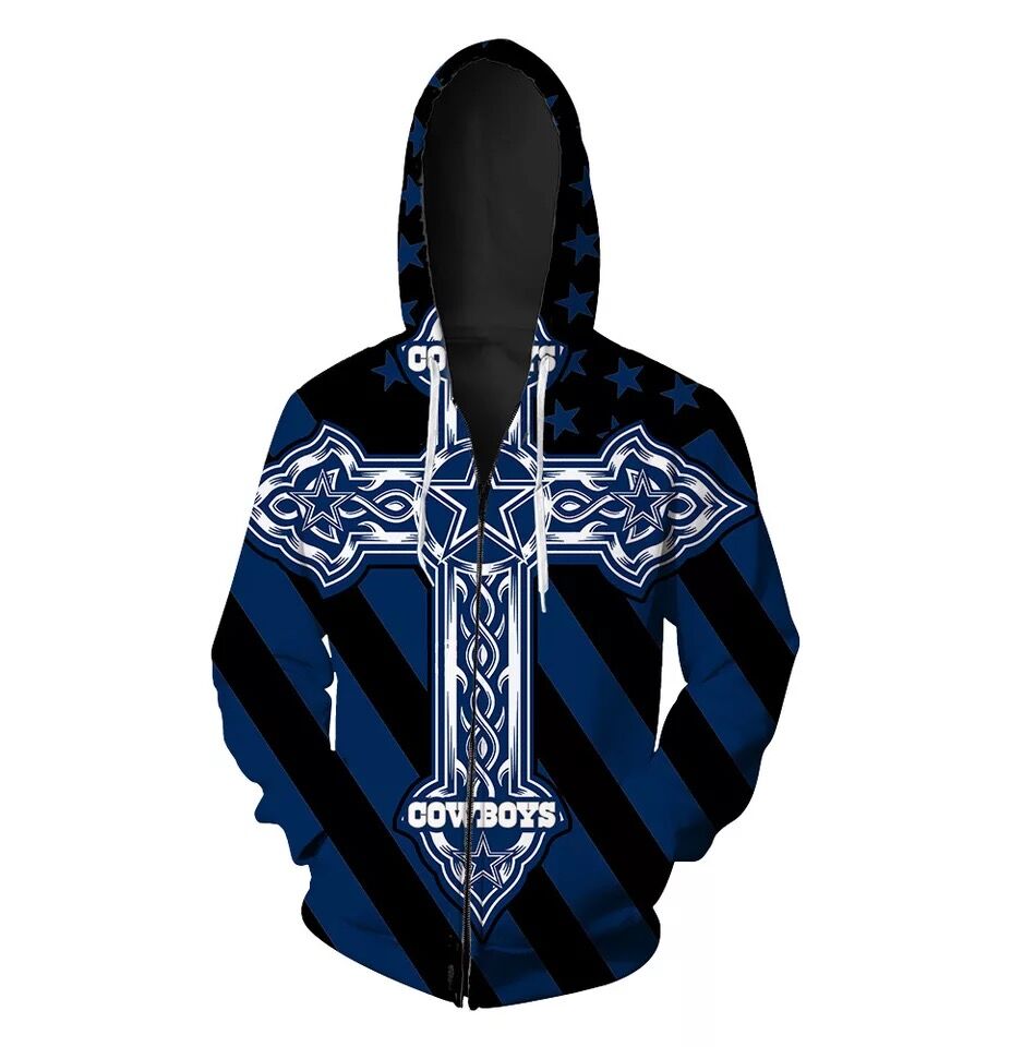 Dallas Cowboys Full Zip 3D Hoodie