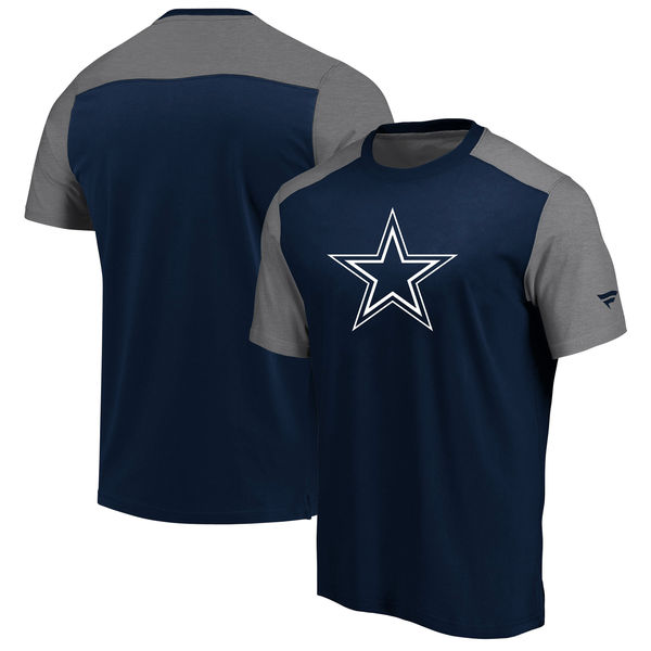 Dallas Cowboys NFL Pro Line By Fanatics Branded Iconic Color Block T-Shirt NavyHeathered Gray