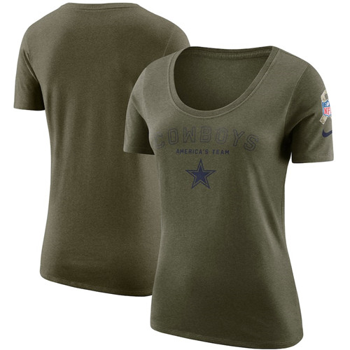 Dallas Cowboys Nike Women's Salute To Service Legend Scoop Neck T-Shirt Olive