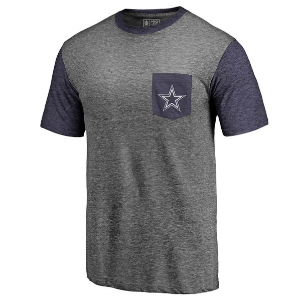 Dallas Cowboys Pro Line By Fanatics Branded Heathered Gray Navy Refresh Pocket T-Shirt