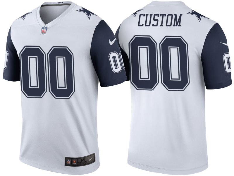 Men's Dallas Cowboys White Custom Color Rush Limited Jersey