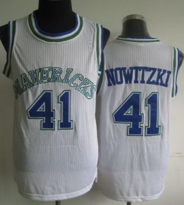 Dallas Mavericks 41 Dirk Nowitzki White Hardwood Classics Revolution 30 NBA Jerseys