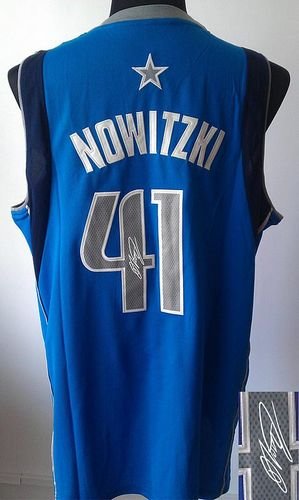 Dallas Mavericks Revolution 30 Autographed #41 Dirk Nowitzki Sky Blue Stitched NBA Jersey