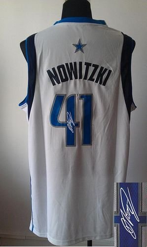Dallas Mavericks Revolution 30 Autographed #41 Dirk Nowitzki White Stitched NBA Jersey