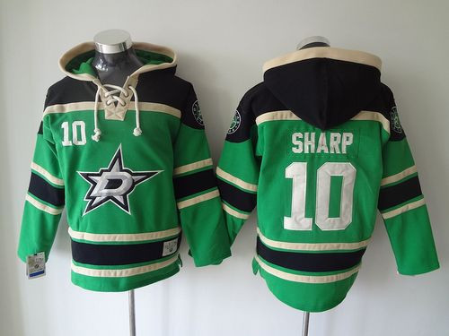 Dallas Stars #10 Patrick Sharp Green Sawyer Hooded Sweatshirt Stitched NHL Jersey