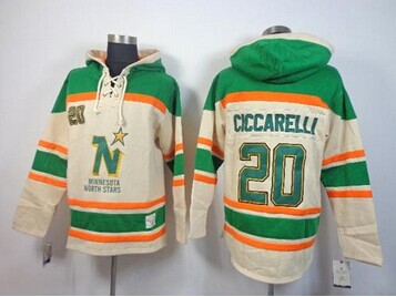 Dallas Stars #20 Dino Ciccarelli Cream Sawyer Hooded Sweatshirt Stitched NHL Jersey