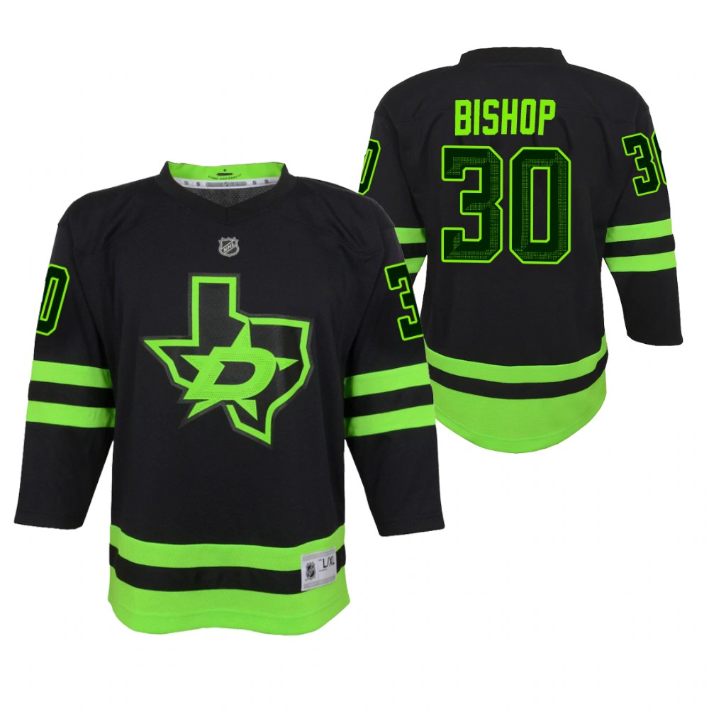 Dallas Stars Ben Bishop Youth Black 2020-21 Alternate Jersey