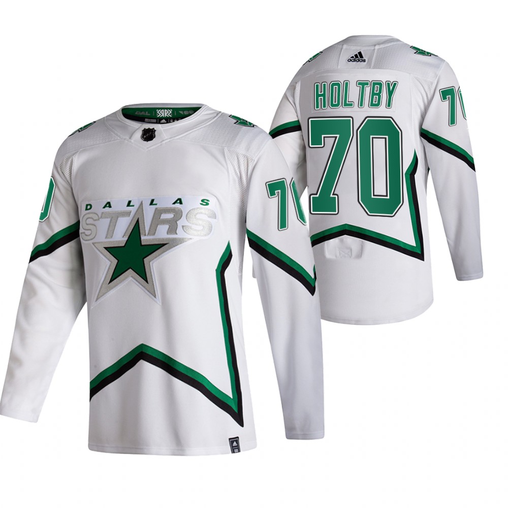Dallas Stars Braden Holtby White 2021 Reverse Retro Special Edition Jersey
