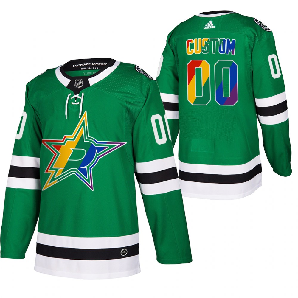 Dallas Stars Custom Green 2021 Pride Night Warmup Jersey