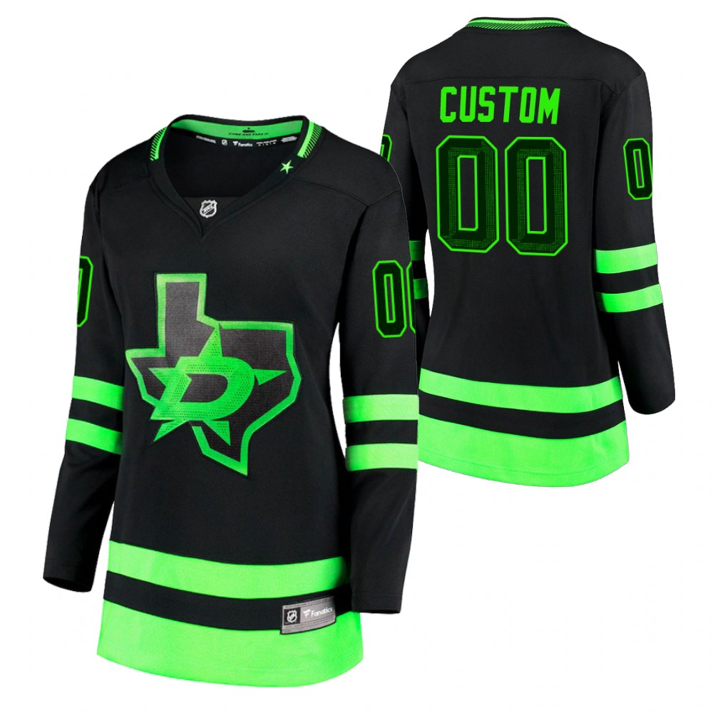 Dallas Stars Custom Women Black 2020-21 Alternate Jersey