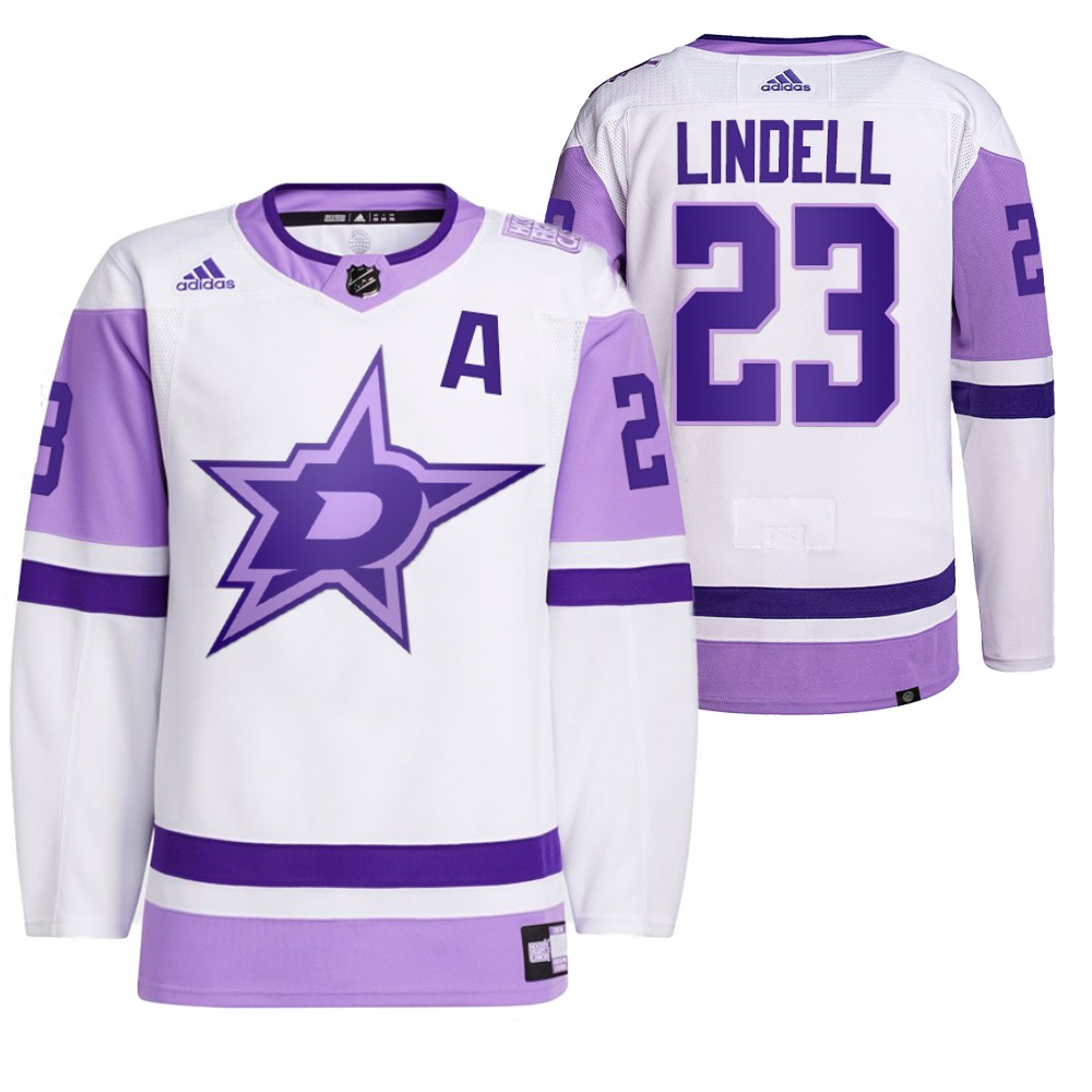 Dallas Stars Esa Lindell 2021 HockeyFightsCancer White Primegreen Jersey
