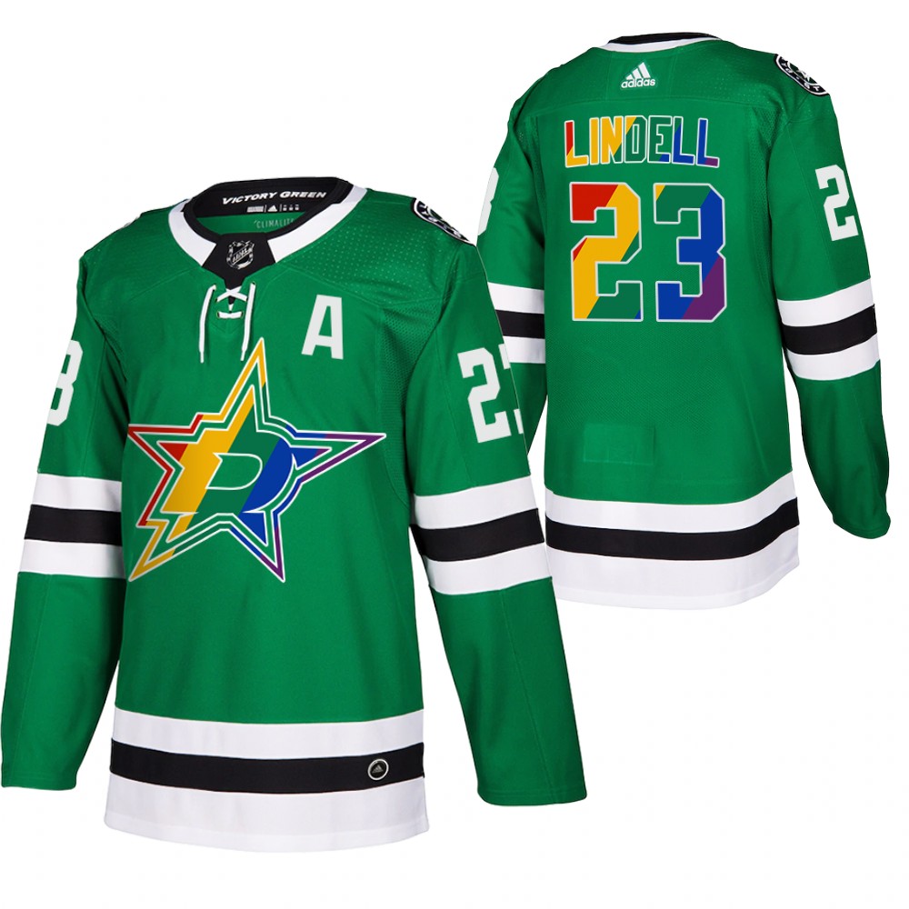 Dallas Stars Esa Lindell Green 2021 Pride Night Warmup Jersey