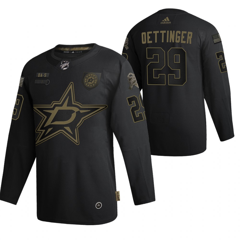 Dallas Stars Jake Oettinger Black 2020 Salute To Service Authentic Jersey