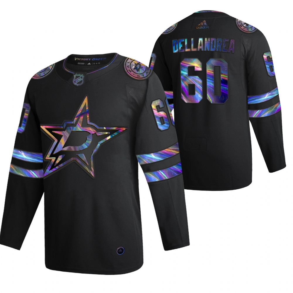 Dallas Stars Ty Dellandrea Black 2020-21 Iridescent Holographic Collection Authentic Jersey