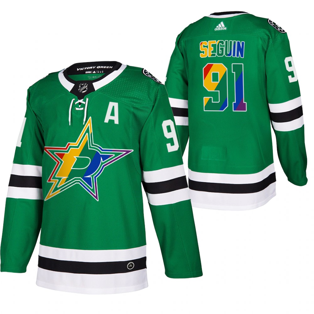 Dallas Stars Tyler Seguin Green 2021 Pride Night Warmup Jersey