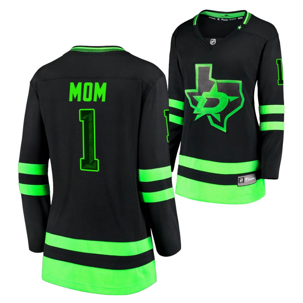 Dallas Stars Women Black NO.1 Mom Jersey