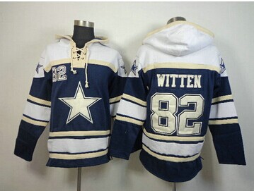 Dallas cowboys #82 Jason Witten White-Blue Sawyer Hooded Sweatshirt Stitched Jersey